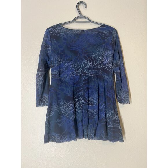 90s Y2k Mesh Dark Babydoll Top Size L Fairy Grunge Whimsigoth Sheer Goblincore - Picture 4 of 9